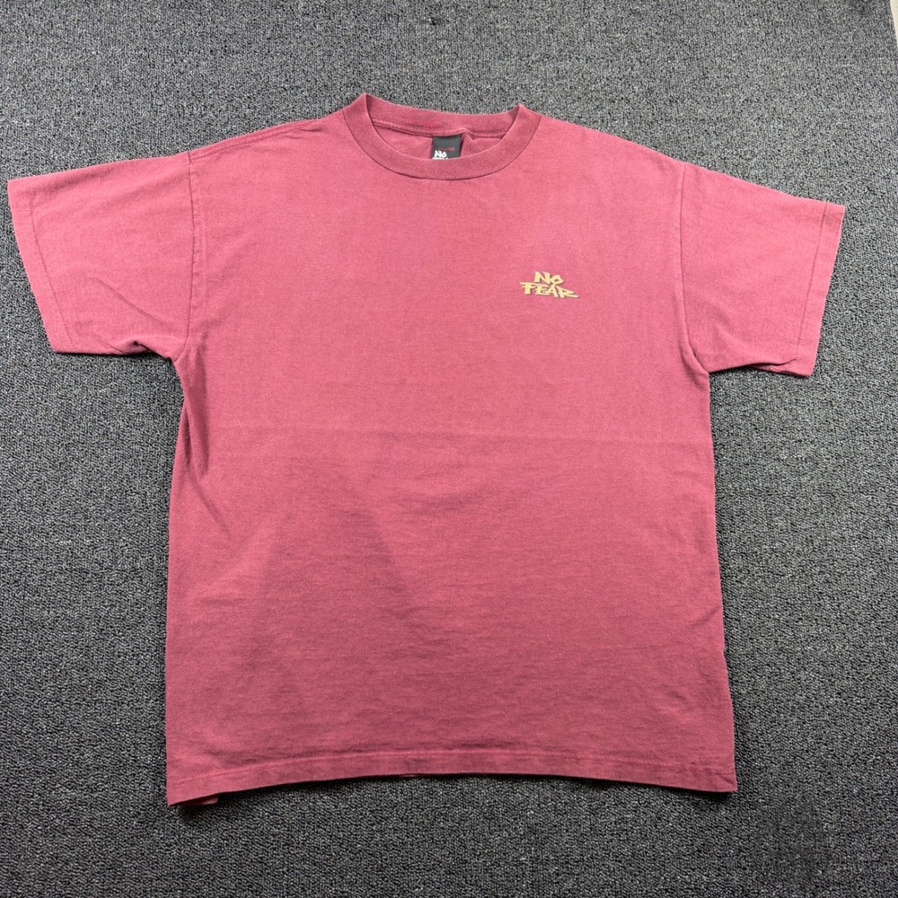 Vintage No Fear T Shirt Mens XL Maroon Red Graphic Made in USA Single Stitch